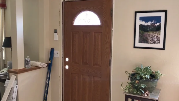 Drilling into a fiberglass door